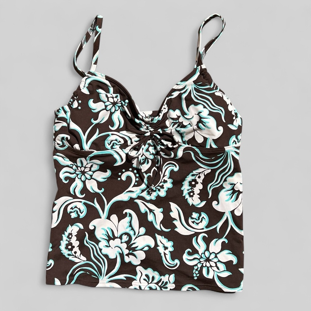 Lands End brown floral tankini top